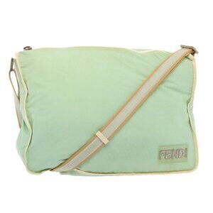FENDI Zucchino Canvas Shoulder Bag Nylon Green